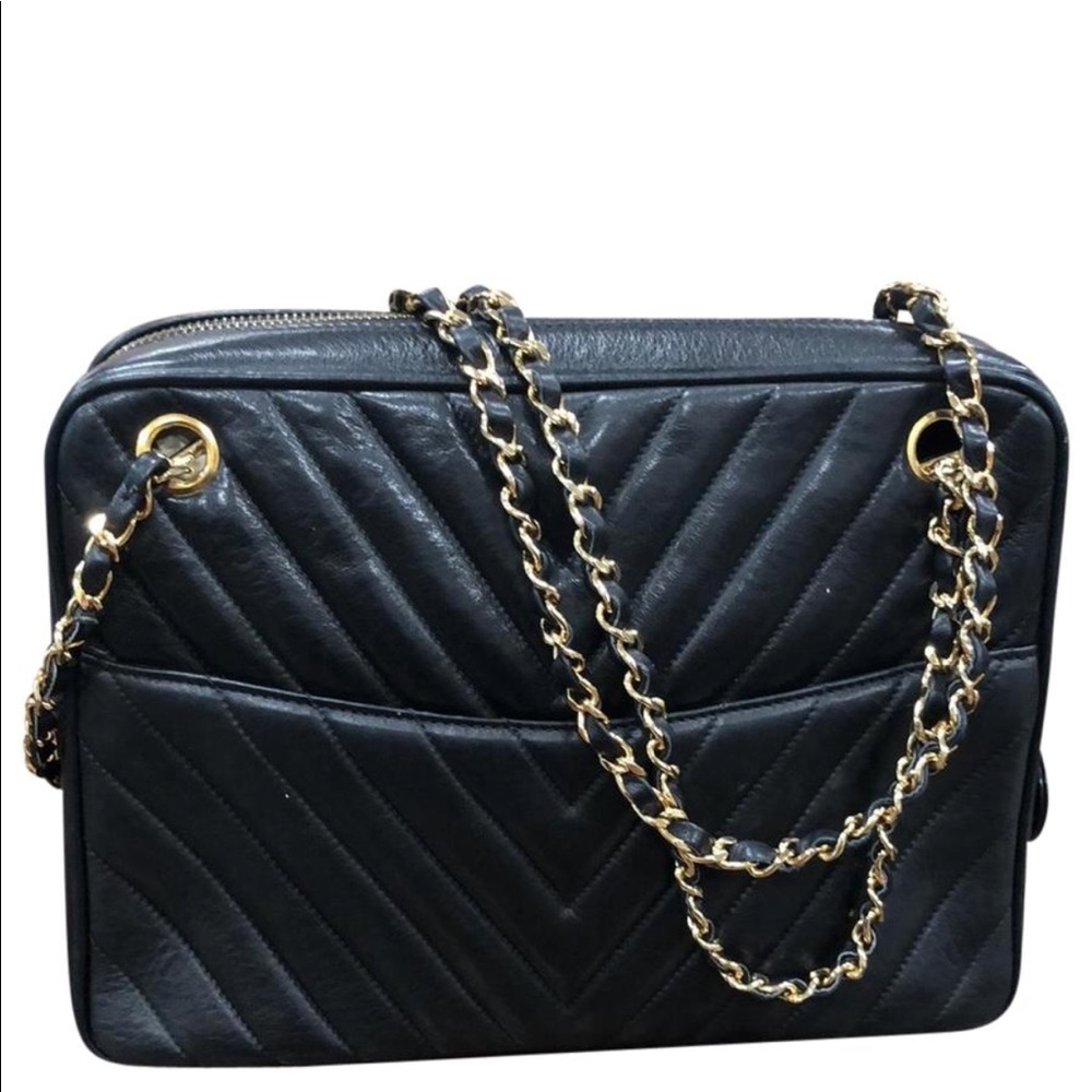Chanel gold chain chevron  crossbody